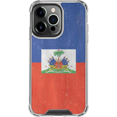 Haiti Flag Distressed iPhone 13 Pro Clear Case